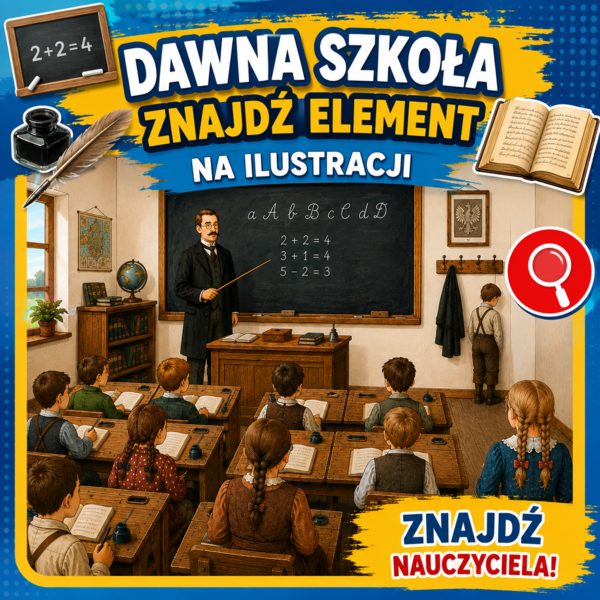 Dawna szkoła — znajdź element na ilustracji