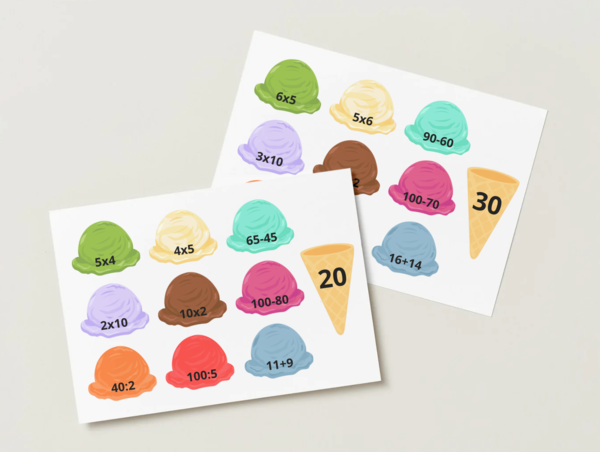 Matematyczne lody – liczenie w zakresie 100
