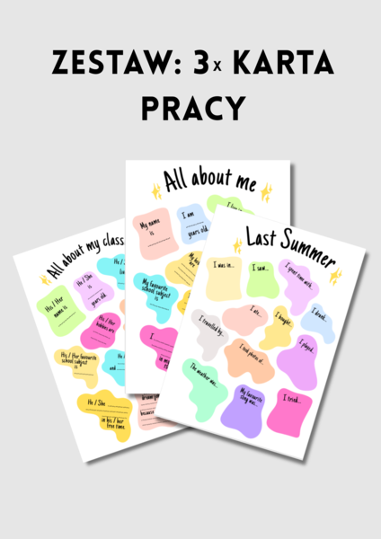 ZESTAW: 3 karty pracy - chmurki -  ice-breaker - rozgrzewka - warm-up - pierwsza lekcja - kreatywny angielski - do wydrukowania - .pdf