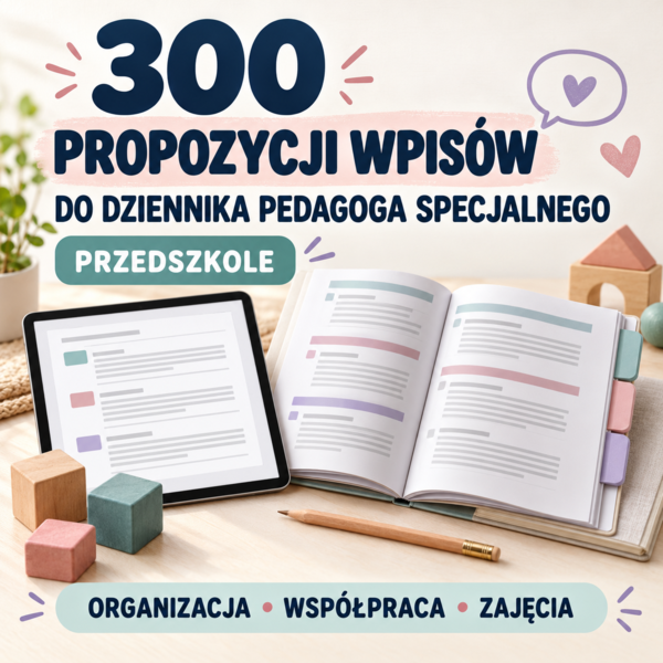 Bank wpisów do dziennika pedagoga specjalnego w przedszkolu