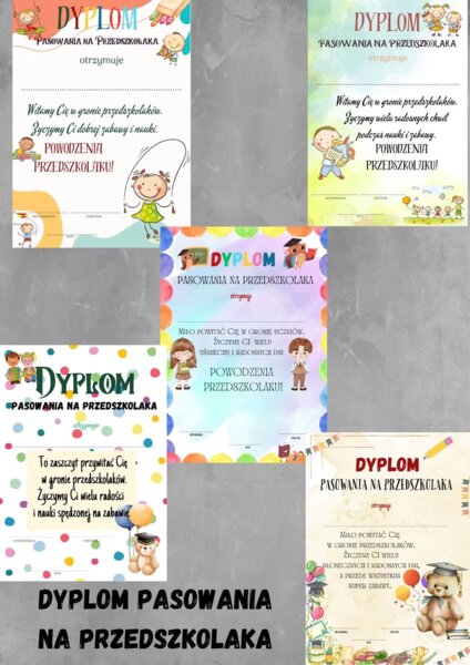 Dyplomy pasowanie na przedszkolaka