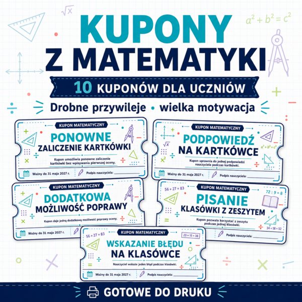 🎟️ KUPONY Z MATEMATYKI – 10 PRZYWILEJÓW DLA UCZNIÓW