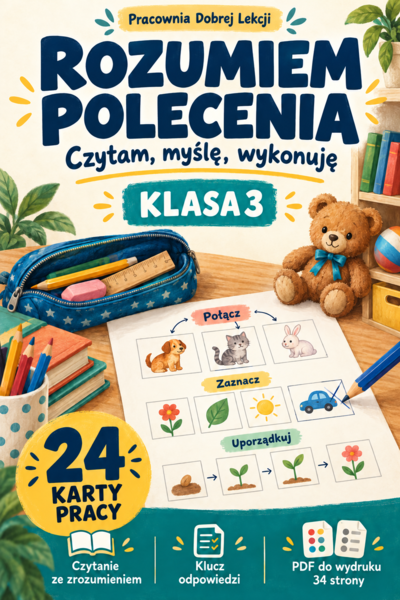 Rozumiem polecenia – klasa 3. Czytanie ze zrozumieniem | 24 karty pracy