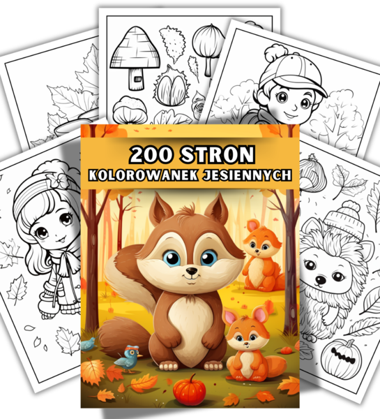 Kolorowanki Jesienne 200 Stron Przepięknych Ilustracji do Pokolorowania.