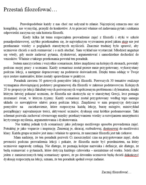 50 scenariuszy lekcji filozofii w szkole ponadpodstawowej