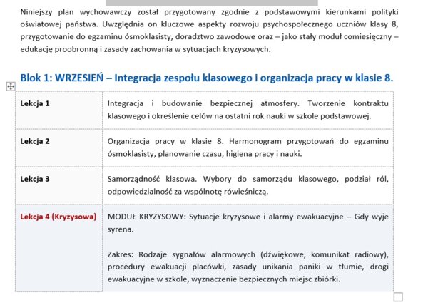 Plan wychowawczydo klsy 8 - zgodny z kierunkami polityki oświatowej 2026/2027