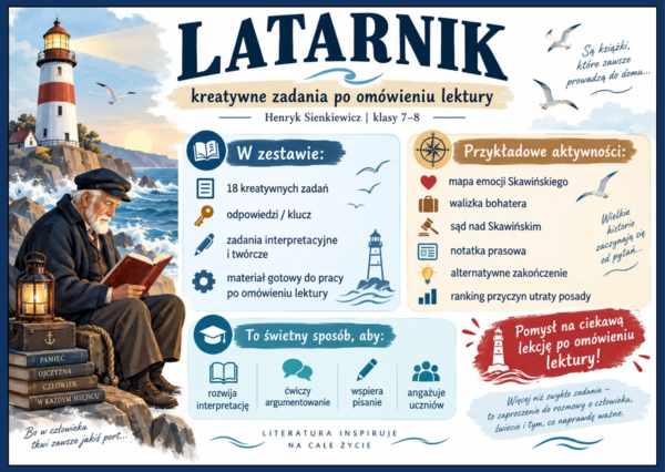 📚 LATARNIK Henryka Sienkiewicza – kreatywne zadania po omówieniu lektury + odpowiedzi
