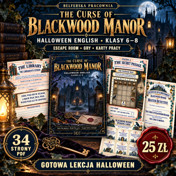 🎃 THE CURSE OF BLACKWOOD MANOR 🎃 Halloween English dla klas 6–8