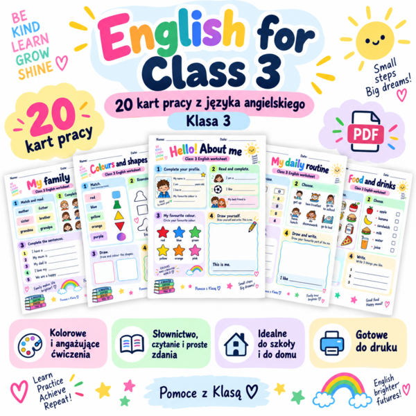 „English for Class 3 – 20 kart pracy z języka angielskiego” - klasa 3