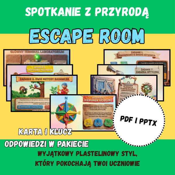 TAJEMNICA PLASTELINOWEGO LABORATORIUM – Escape Room: Spotkanie z przyrodą (Klasa 4) | PDF + PPTX