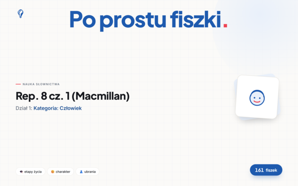 Fiszki do Działu 1, Repetytorium Ósmoklasisty cz. 1 (Macmillan)
