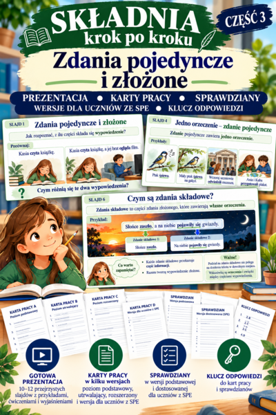 Składnia krok po kroku- zdania pojedyncze i złożone