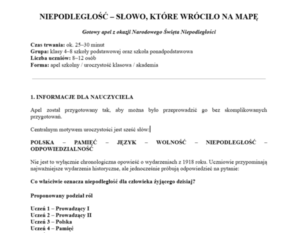 Niepodległość- słowo, które wróciło na mapę- Akademia