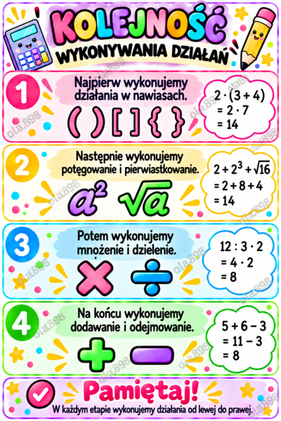 Plakat - kolejność wykonywania działań