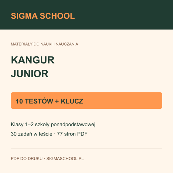 Kangur — Junior: 10 próbnych testów + klucz odpowiedzi