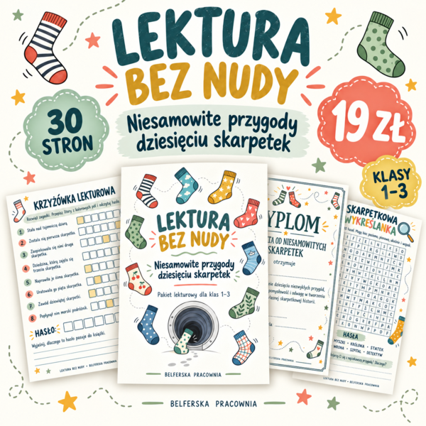 „Niesamowite przygody dziesięciu skarpetek” Kompletny pakiet lekturowy dla klas 1–3