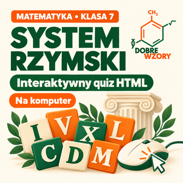 System rzymski. Klasa 7. Interaktywny quiz na komputer z podpowiedziami i wyjaśnieniami