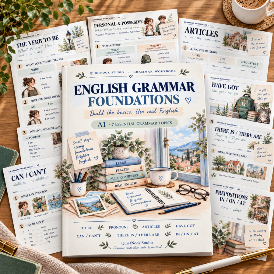 English Grammar Foundations A1 – 7 najważniejszych zagadnień gramatycznych | Workbook