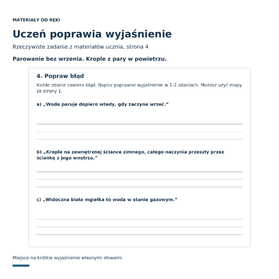 Stany skupienia wody - klasa 4, 2 obserwacje i karty pracy na 45 minut