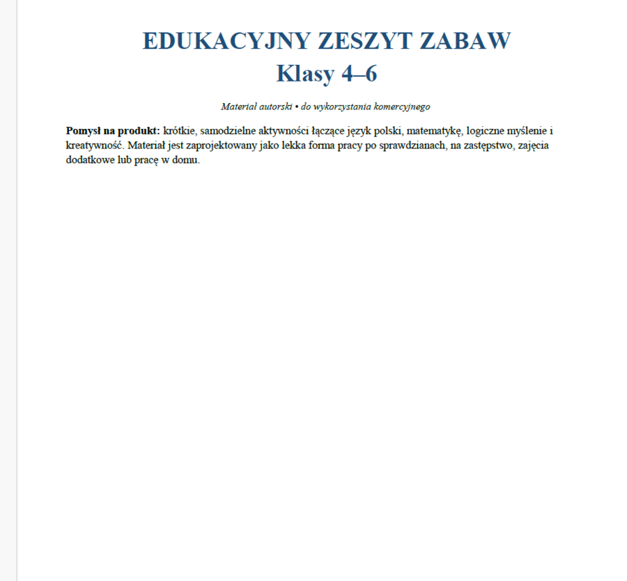 Edukacyjny zeszyt zabaw klasy 4-6