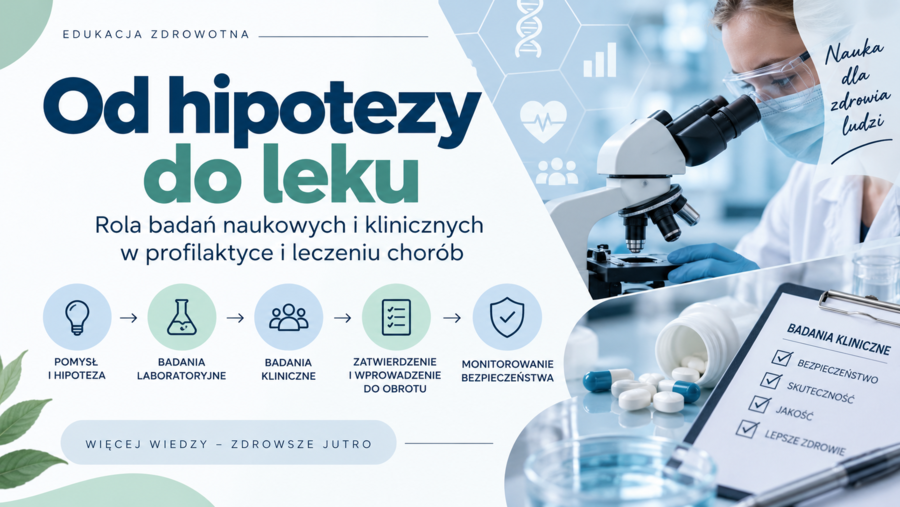 Od hipotezy do leku - rola badań naukowych i klinicznych w profilaktyce i leczeniu chorób.	Edukacja zdrowotna