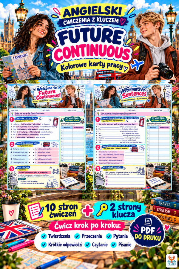 Future Continuous - 10-stronicowy workbook dla uczniów szkoły średniej