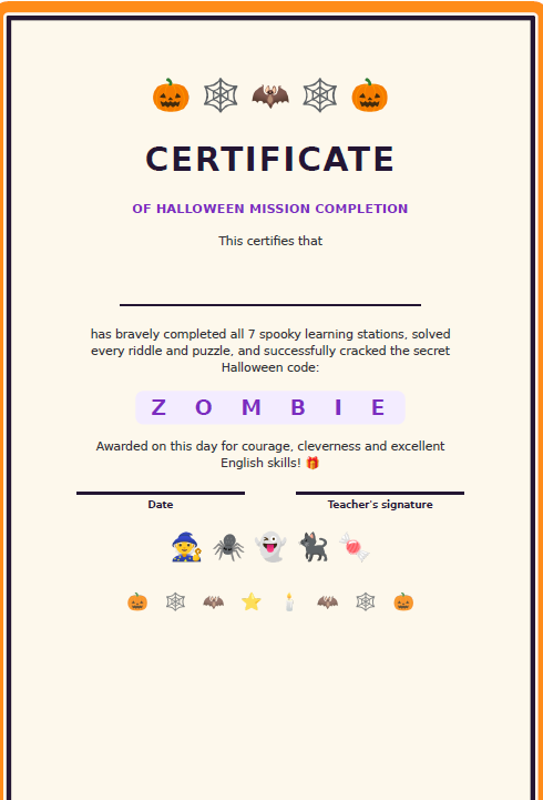 Halloween- Stacje dydaktyczne dla klas 4-6