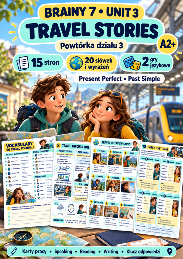 Brainy 7 Unit 3 – Travel Stories | Powtórka: podróże, Present Perfect i Past Simple