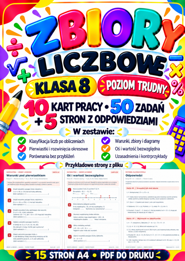 ZBIORY LICZBOWE-TRUDNE-klasa 8