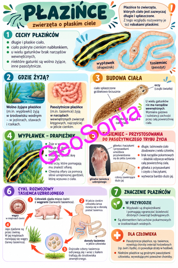 Płazińce biologia klasa 6 sketchnotka