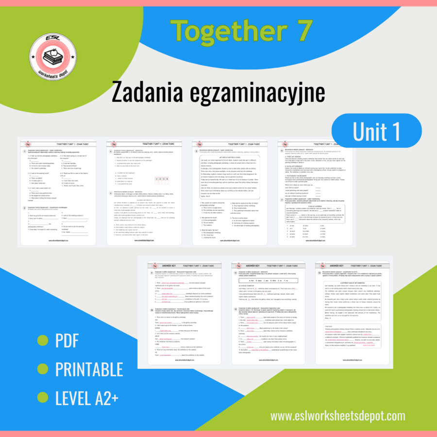 Together 7 Unit 1 - Zadania egzaminacyjne, Exam Practice