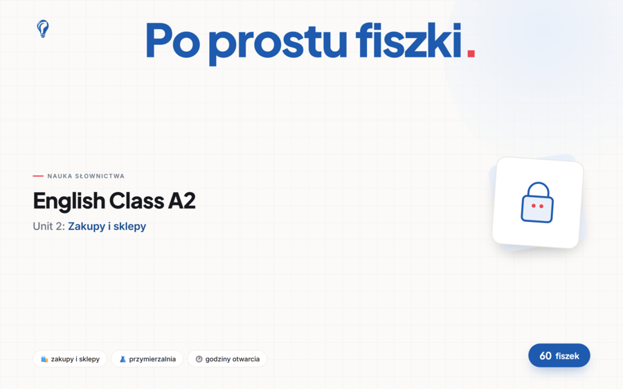 Fiszki do Unitu 2, English Class A2