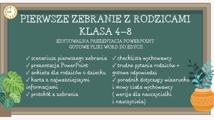 Pierwsze zebranie z rodzicami - klasa 4 (lub inna 4-8)