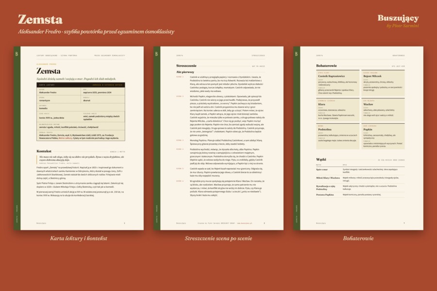 Zemsta – Fredro. Szybka powtórka przed egzaminem ósmoklasisty (PDF)
