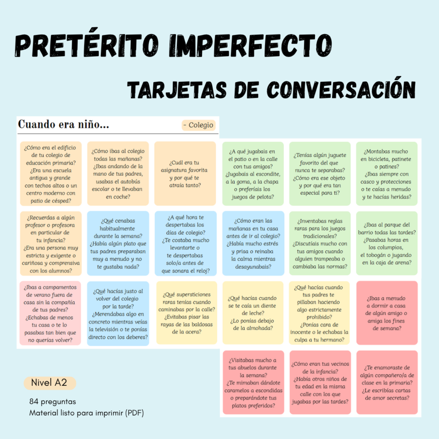 Cuando era niño - tarjetas de conversación