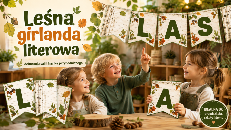 Leśna girlanda literowa