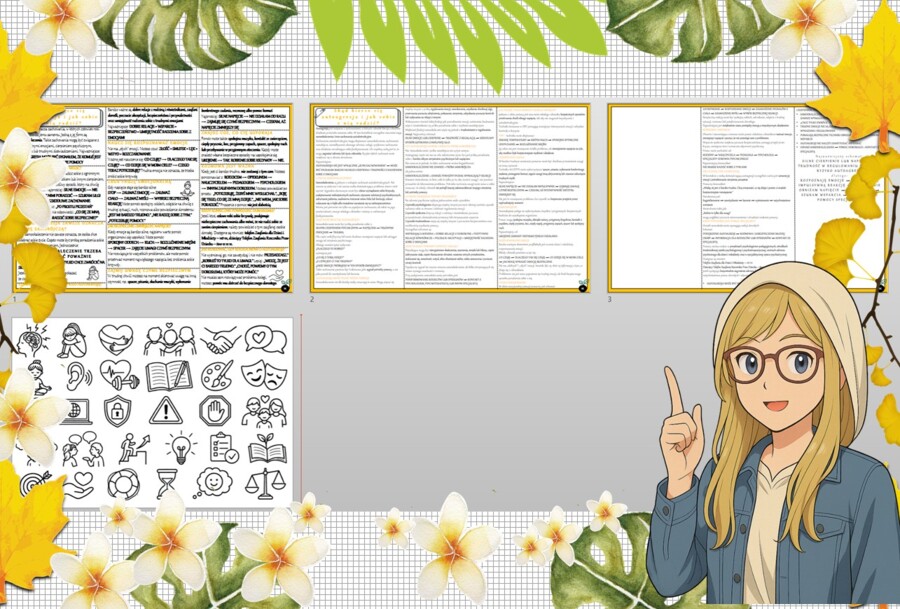 Sketchnotka/notatka - dla ucznia i przypomnienie dla nauczyciela w pdf. Temat "Skąd bierze się autoagresja i jak sobie z nią radzić?". Edukacja zdrowotna. Klasa 5.
