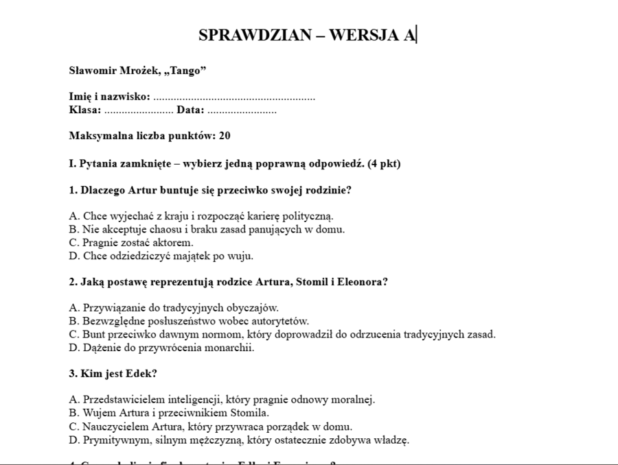 Sprawdzian- Tango