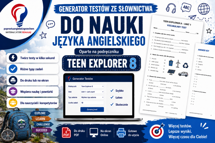 Generator testów Teen Explorer 8, Unit 1