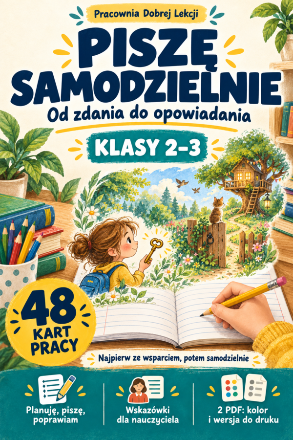 Piszę samodzielnie – od zdania do opowiadania. Klasy 2–3 | 48 kart pracy