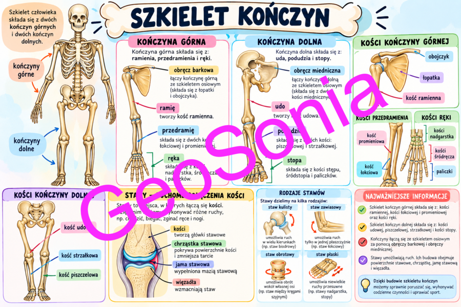 Szkielet kończyn biologia klasa 7 sketchnotka