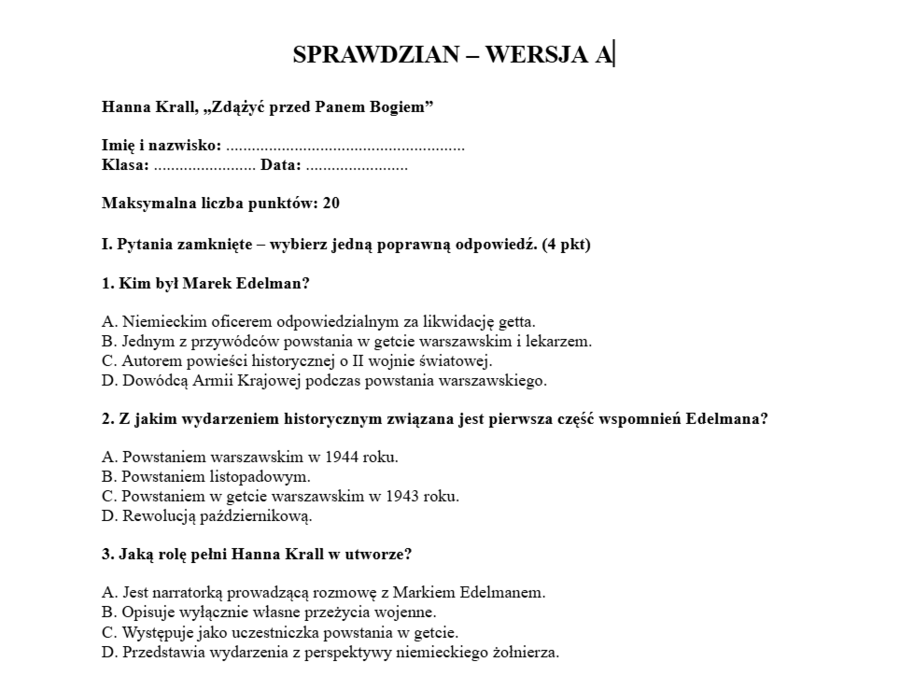 Sprawdzian- Zdążyć przed Panem Bogiem