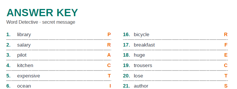Word Detective- vocabulary exercise