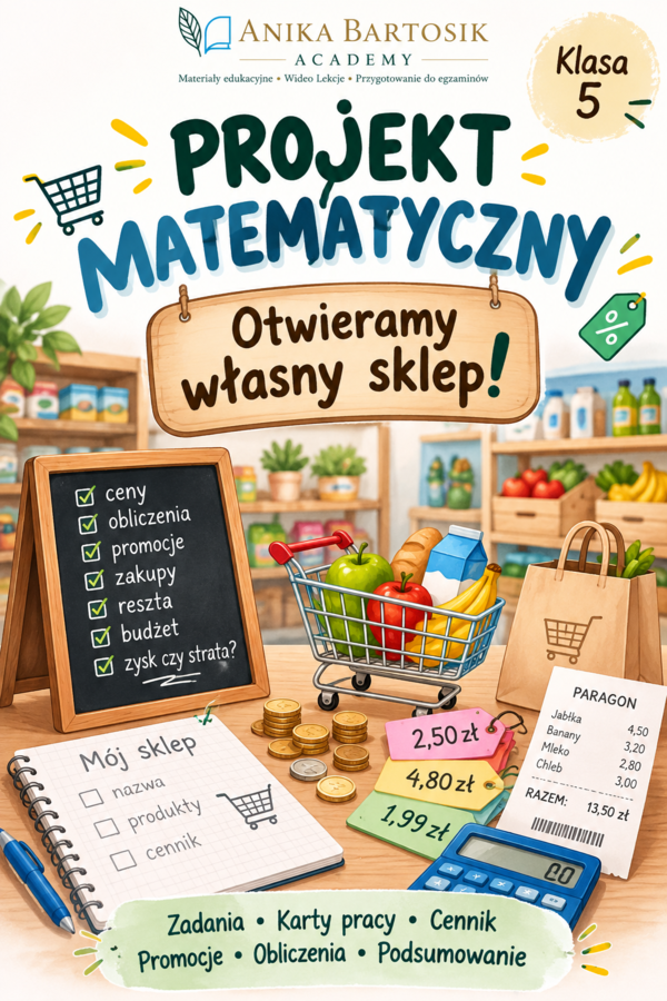 Projekt matematyczny „Mój sklep” – klasa 5 🛒💰