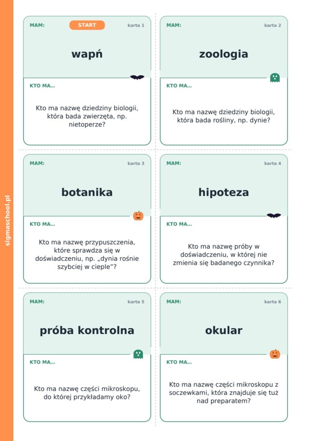 Halloween – Upiorny łańcuch – biologia, klasa 5