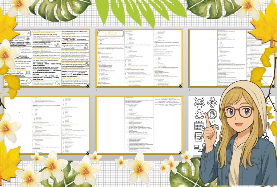 Sketchnotka/notatka - dla ucznia i przypomnienie dla nauczyciela w pdf. Temat " Jak radzić sobie ze stresem?". Edukacja zdrowotna. Klasa 5.