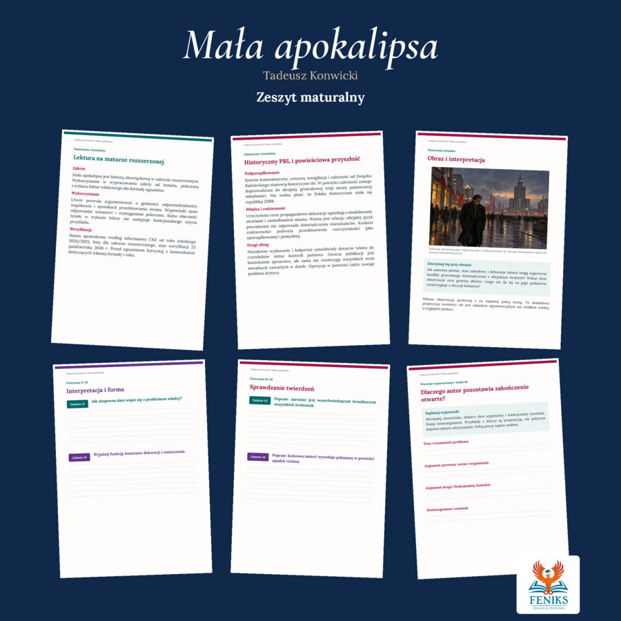 Mała apokalipsa — Tadeusz Konwicki | Zeszyt maturalny: szczegółowe omówienie, 64 zadania i klucz odpowiedzi
