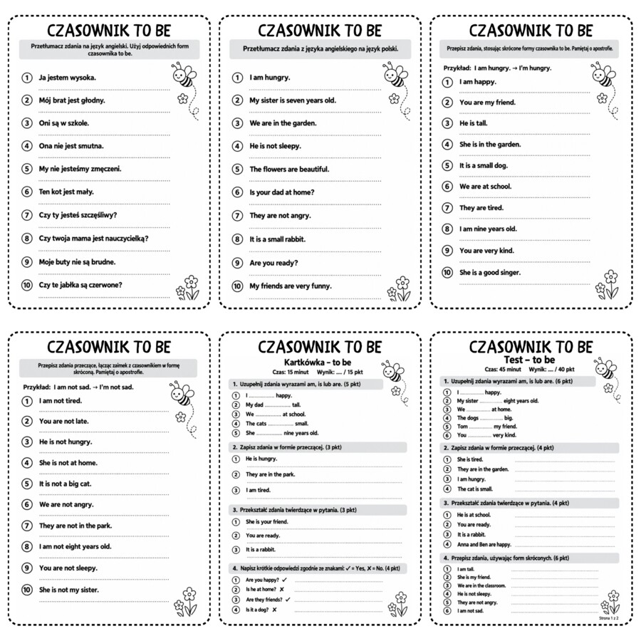 CZASOWNIK TO BE – kompleksowy pakiet edukacyjny dla klas 1–4 szkoły podstawowej