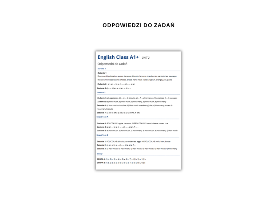 Gramatyka klasa 5: Rzeczowniki policzalne i niepoliczalne. Na podstawie English Class A1+