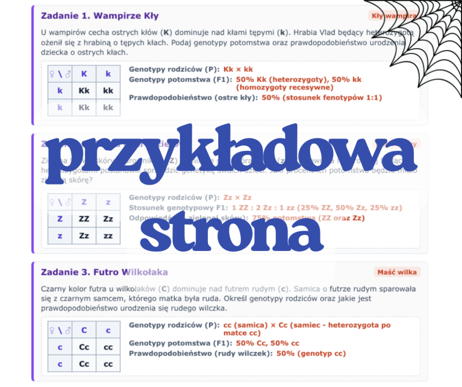Krzyżówki genetyczne - wersja Halloween (prawa Mendla, dominacja niezupełna, kodominacja)
